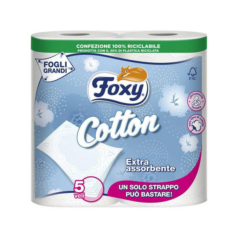 FOXY IGIENICA COTTON 5 VELI BIANCA 4 ROTOLI PZ 14